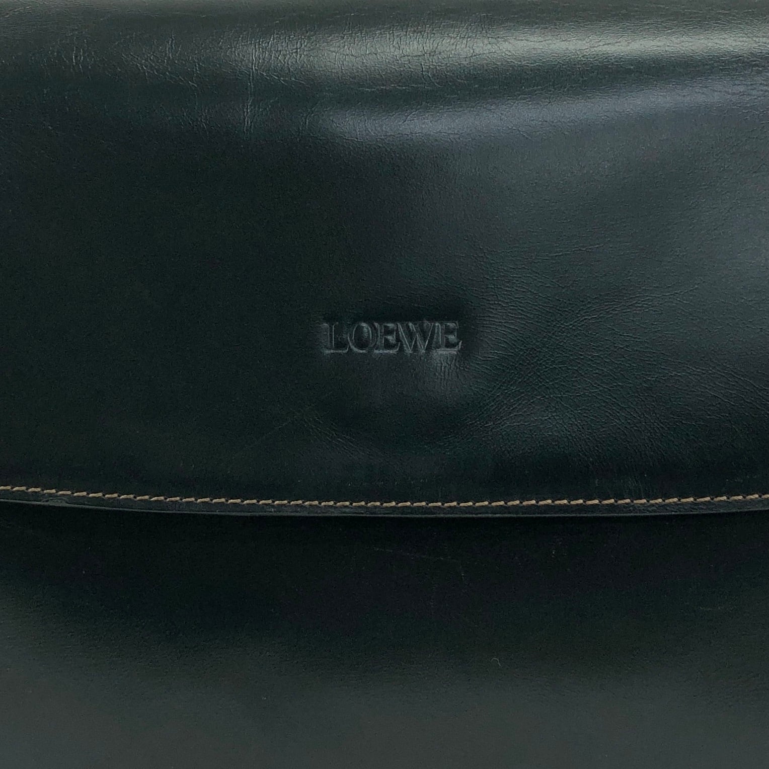 ヴィンテージロエベ　ショルダーバッグ LOEWE ロエベ ショルダーバッグ ダークグリーン ロゴ レザー vintage
