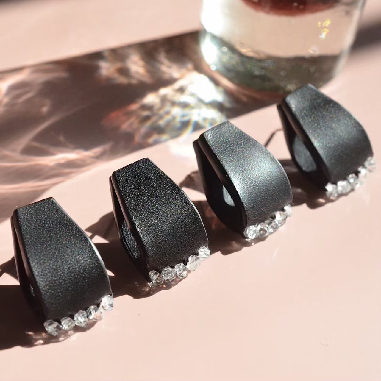 leather pierce/earring 《Crystal~Herkimer diamond~》