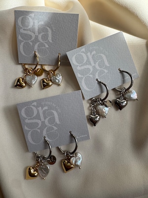 fhreshwater pearl heart pierce earring