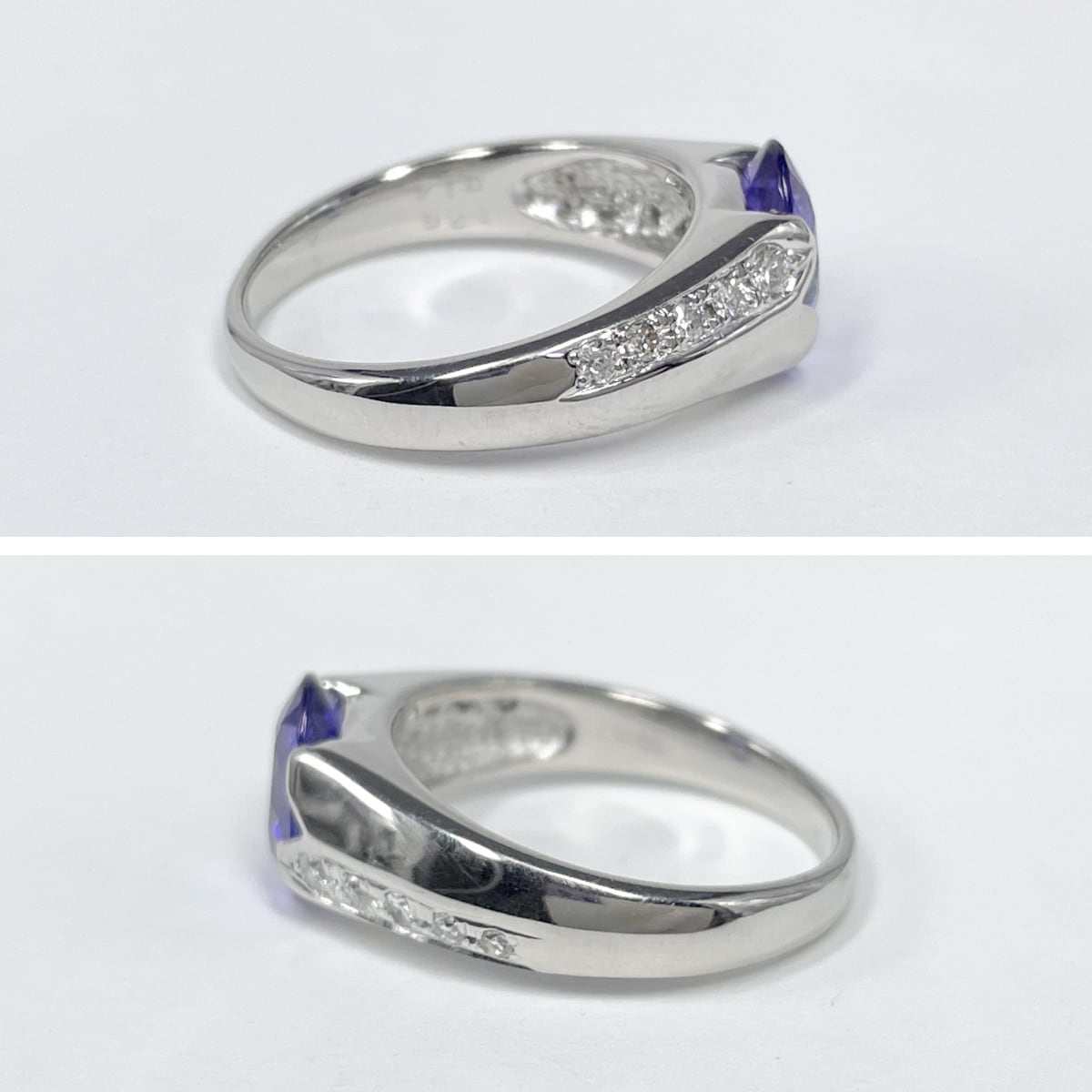 Pt900 天然タンザナイト 1.26ct ダイヤモンド 0.14ct リング
