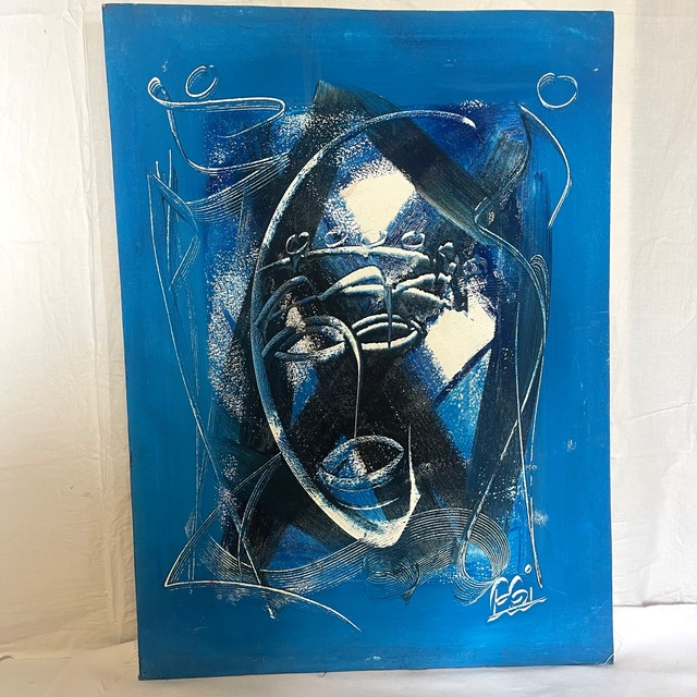 ベナン共和国絵画　縦80㎝サイズ　BBi作　顔　BA-sb5