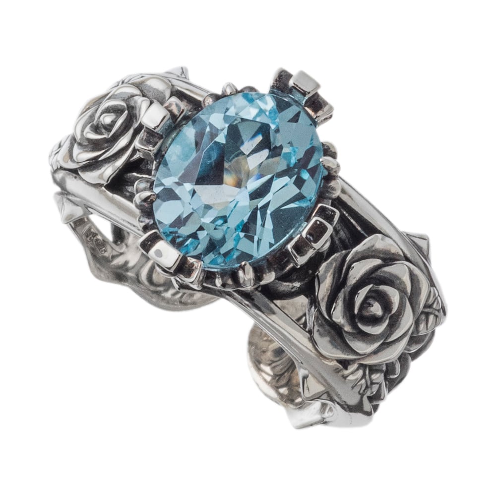 トパーズローズリング　ブルートパーズ　AKR0064　Topaz Rose Ring Blue Topaz シルバーアクセサリー Silver jewelry