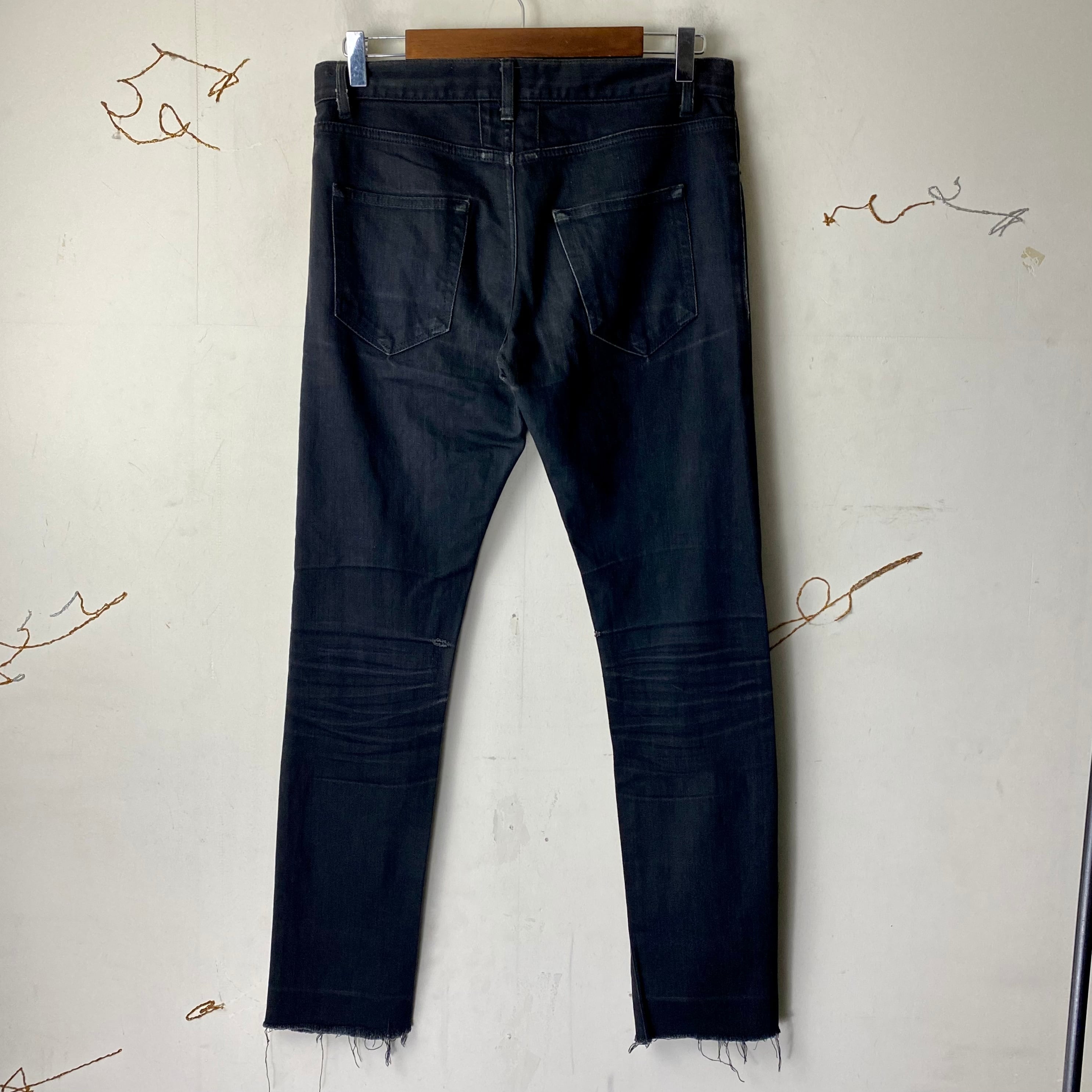 SAINT LAURENT PARIS black denim skinny pants designed by Hedi 