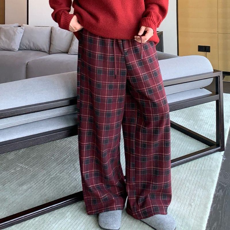 チェック柄ワイドストレートパンツ C10671