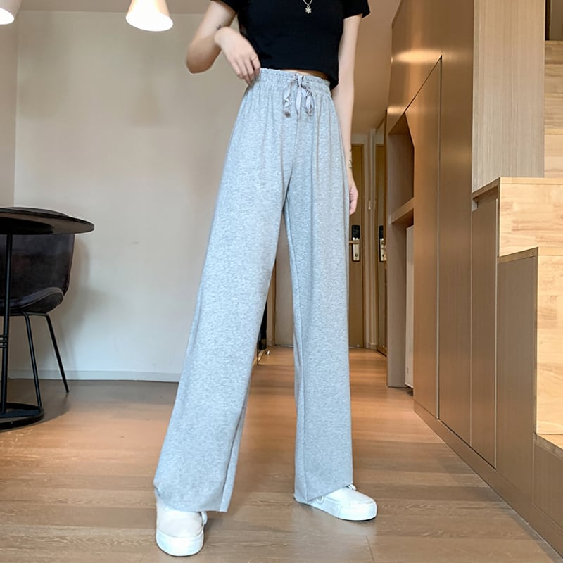 スプリングスタイルハイウェストウェストカジュアルパンツ グレー 春物 試着室80911182192