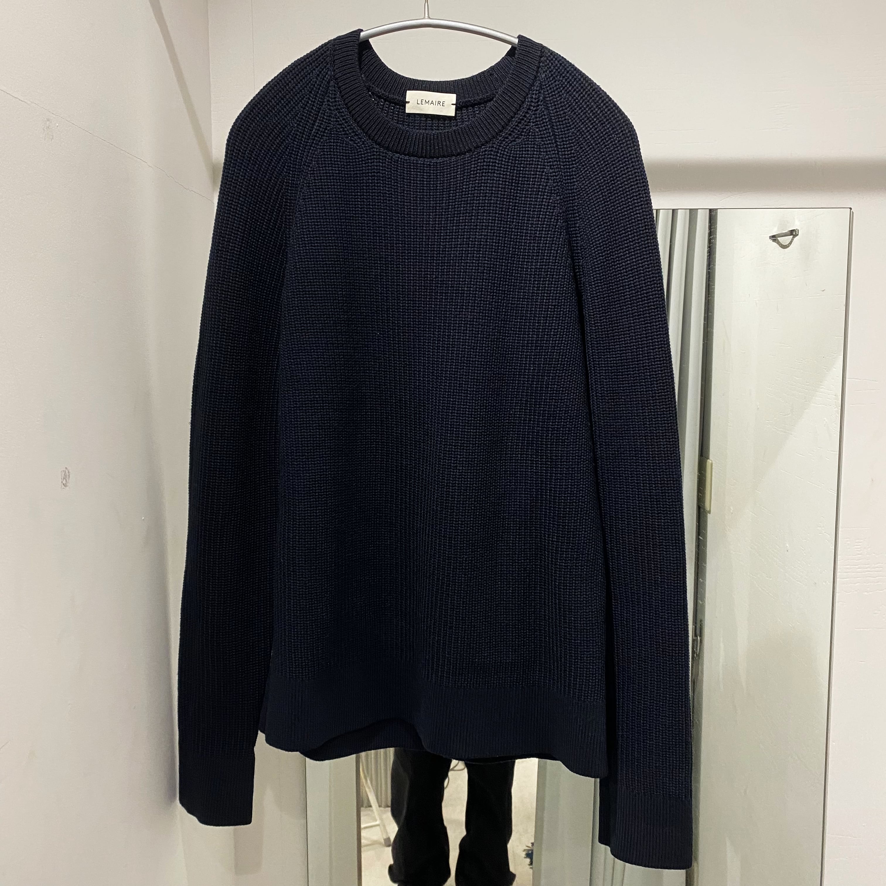 LEMAIRE ルメール ウール クルーネックニット ネイビー size-S 【中  