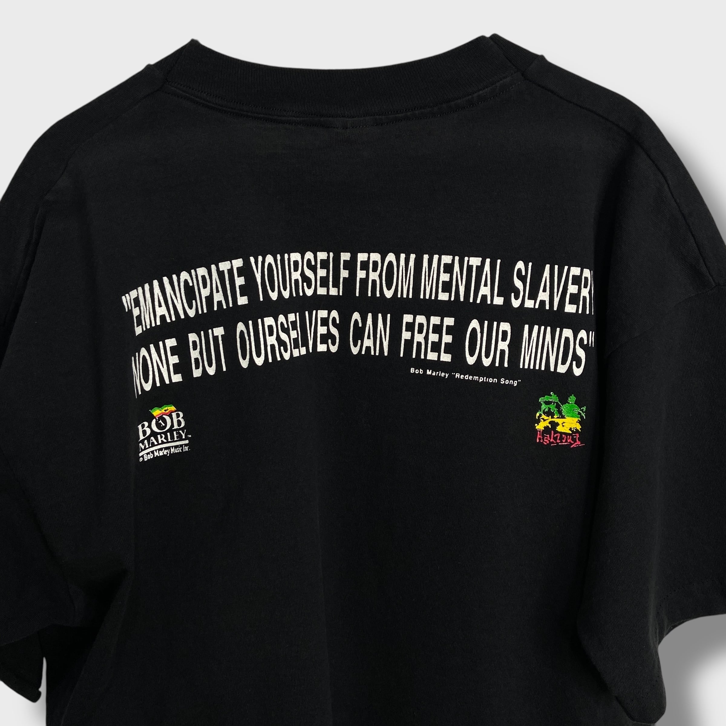 90s USA製 ボブマーリー フォトプリントTシャツ ラスタカラー 黒 XL
