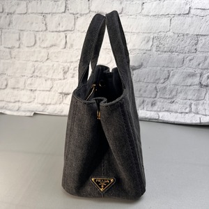 PRADA プラダ カナパ 三角ロゴ キャンバス ハンドバッグ 黒 A-13244