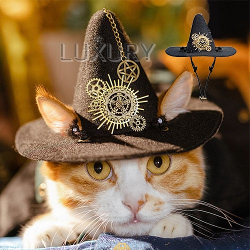 スチームパンク steampunk 猫用 ウィザードハット 帽子 魔法使い