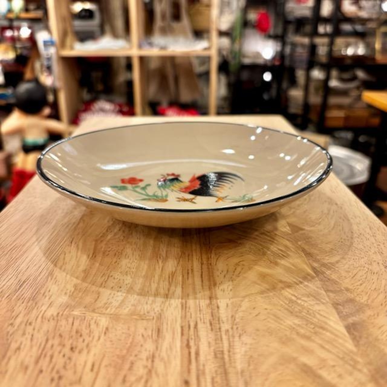 Thailand Hand colored Flat plate Chicken pattern タイ セラミック手彩色平皿 平皿 皿 タイ 鶏 ニワトリ 手描き ハンドペイント 手仕事 食器 セラミック