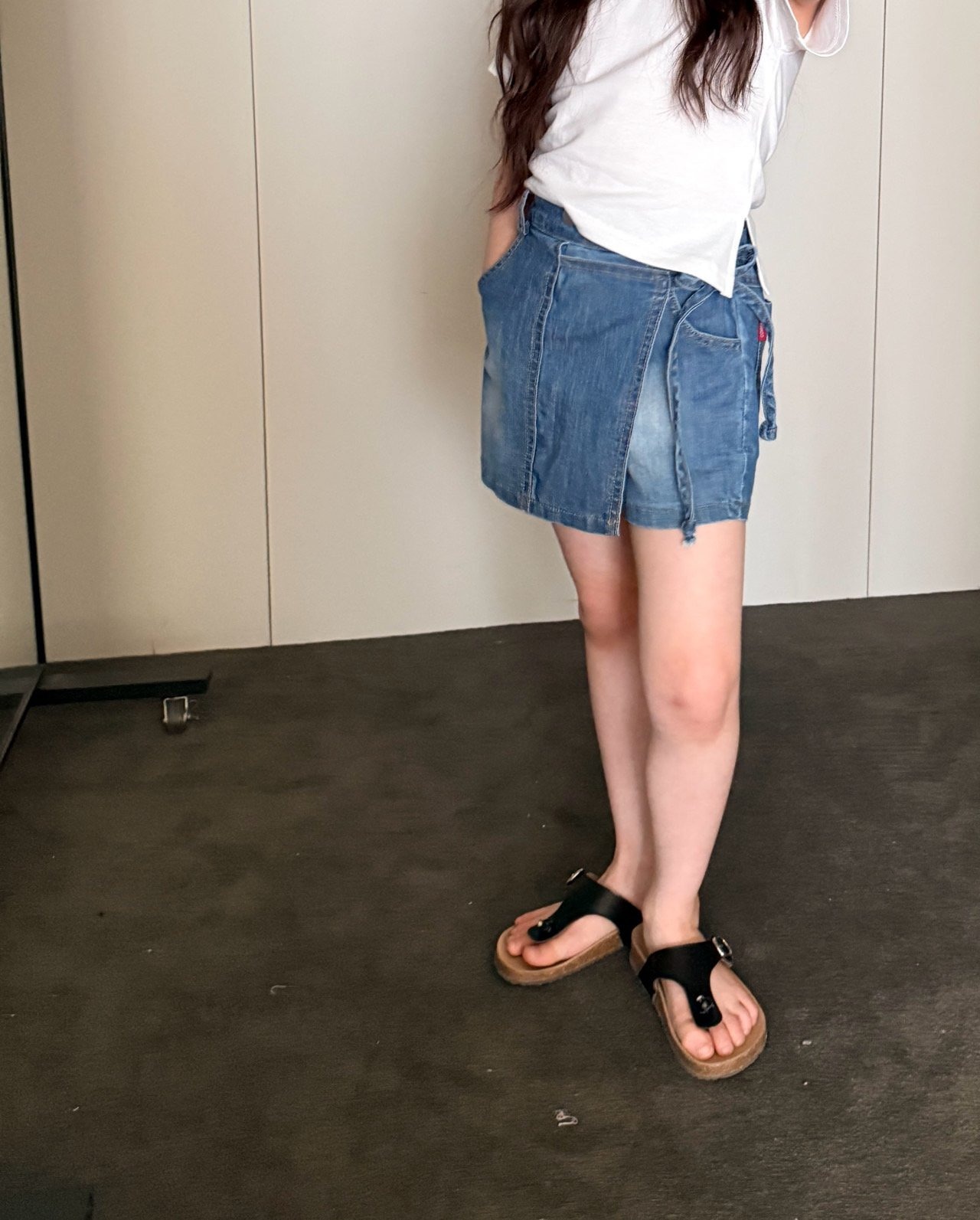 [COMMA] Wrap denim skirt Pants (140/150) / [콤마] 랩청치마바지 (140/150)