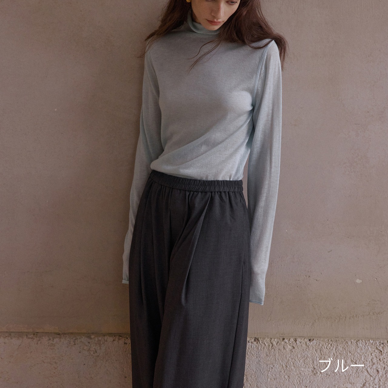 High Neck Long Sleeve Top T3663