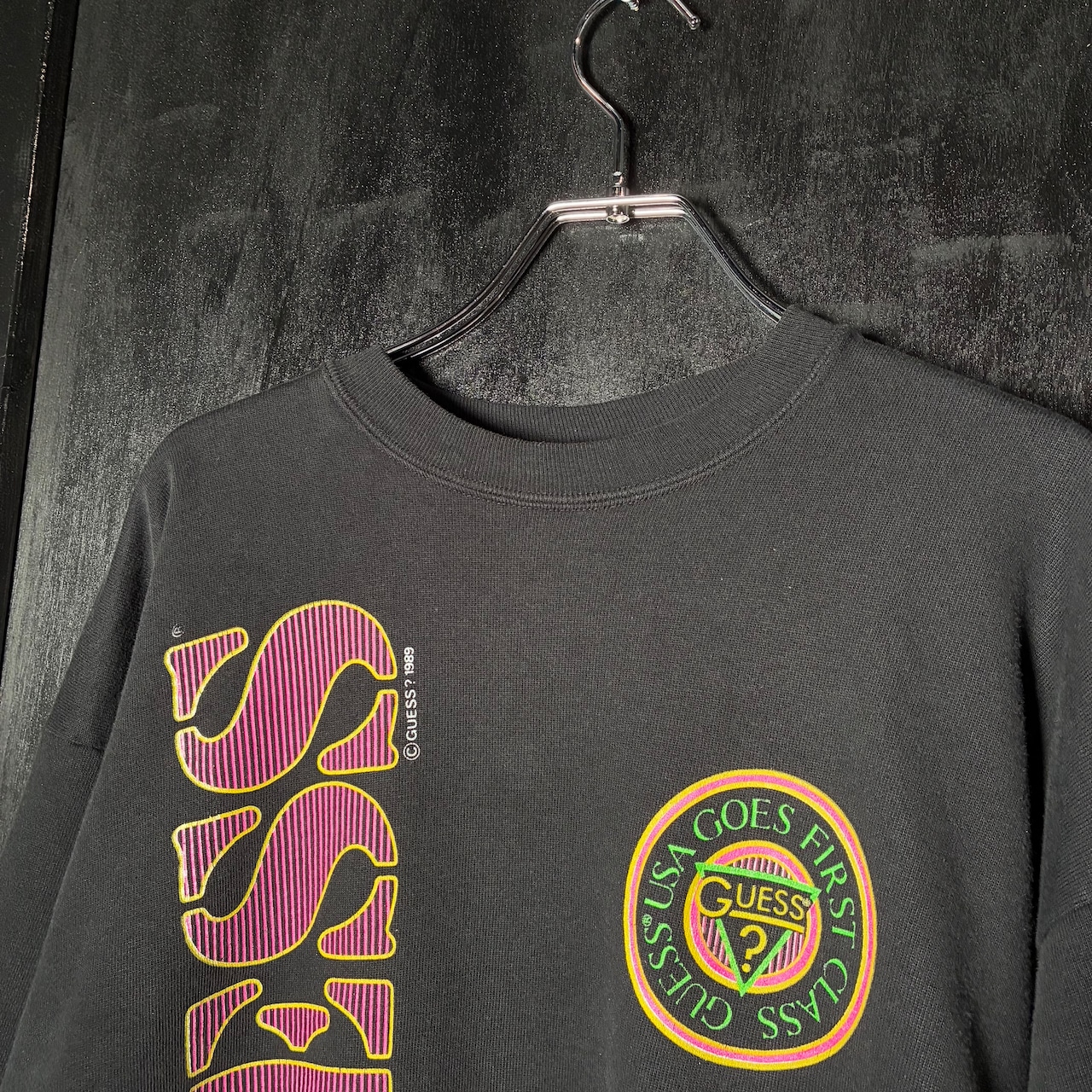 80s USA製　Vintage GUESS スウェット　黒　ヴィンテージスウェット　ゲス