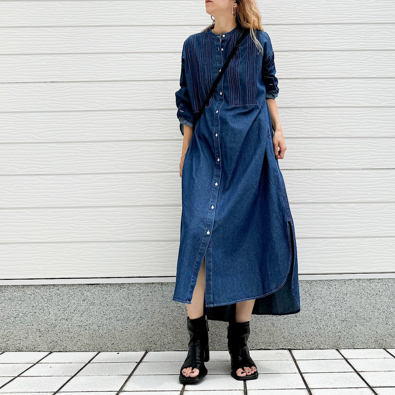 【WEB限定アイテム】ピンタックデニムワンピース