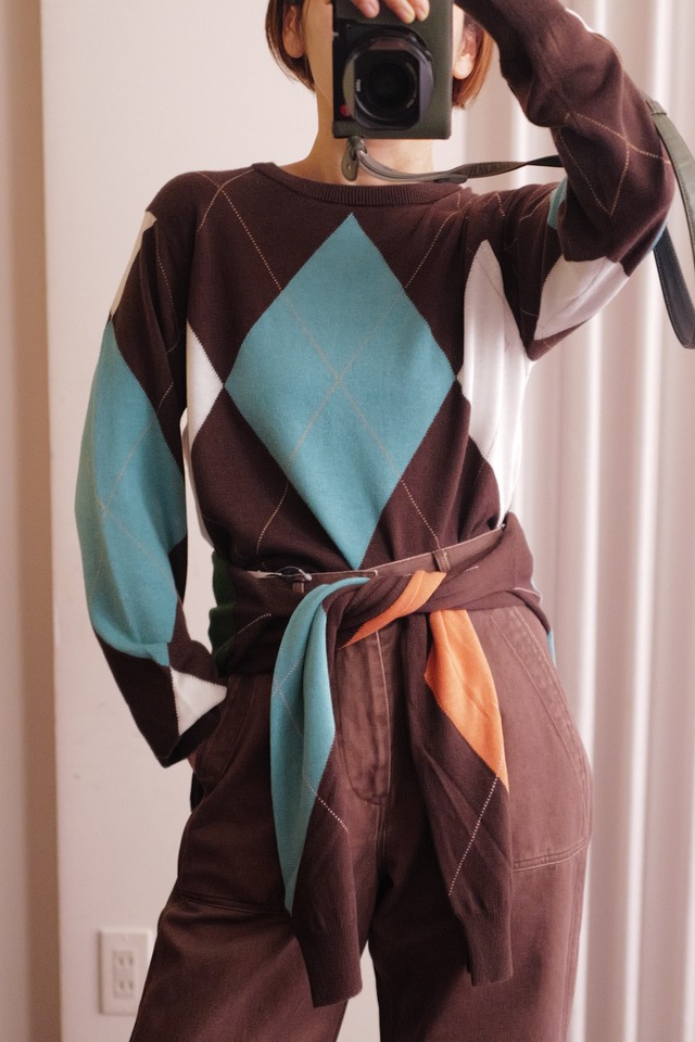 argyle crew knit brown