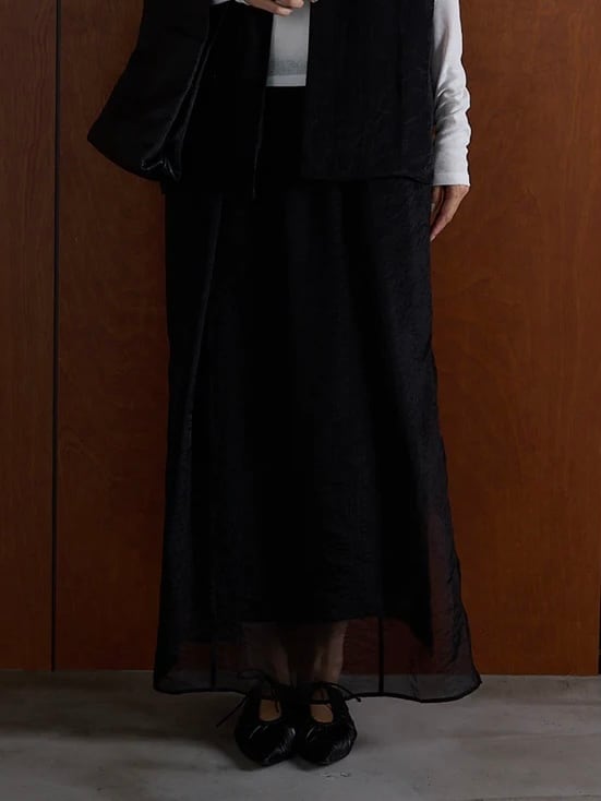 シアーレイヤードスカート|ブラック|CHIGNON