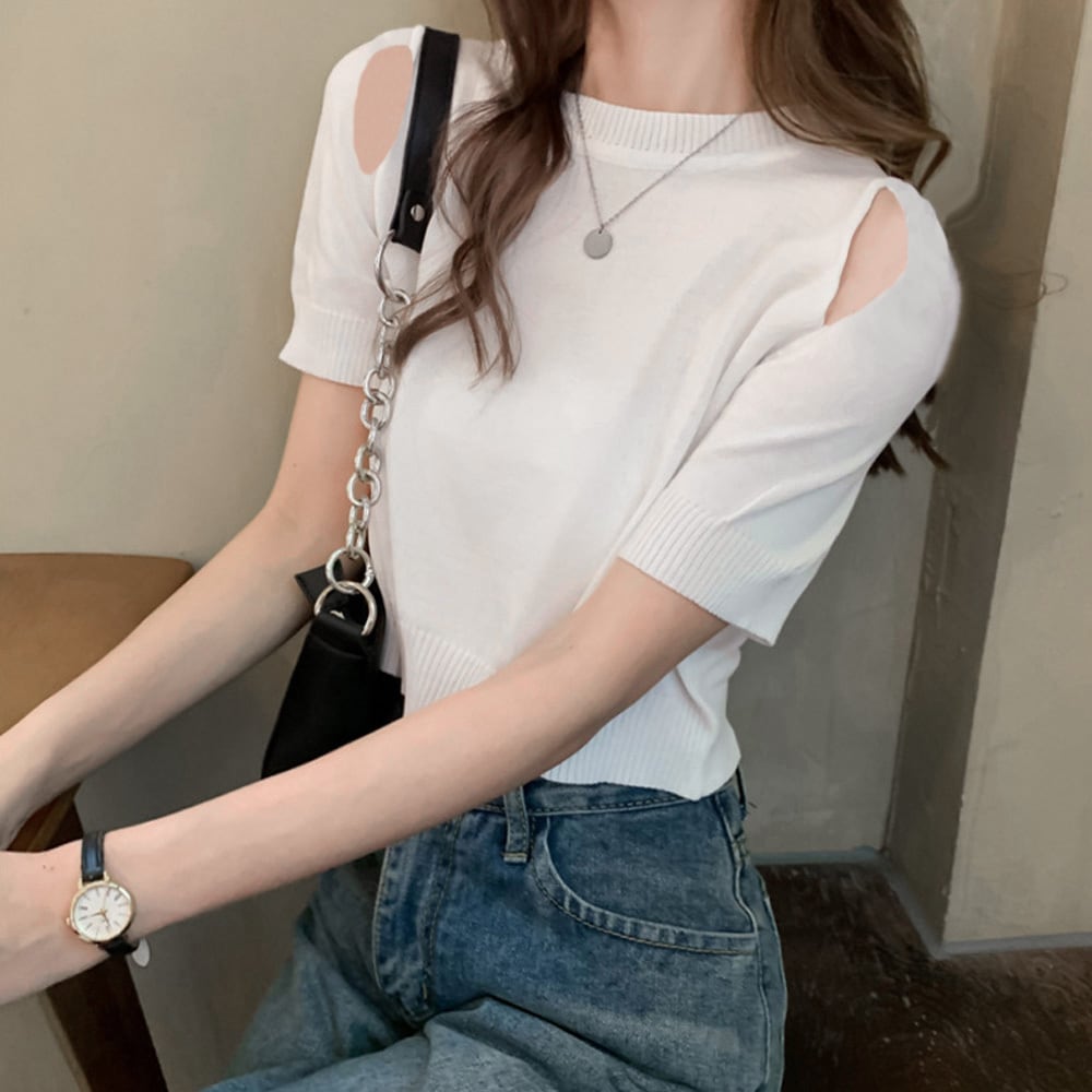 肩出し へそ出し ニット トップス レディース 韓国 春夏 かわいい 大人 きれいめ クロップド丈 おしゃれ カジュアル 大人可愛い 大人女子