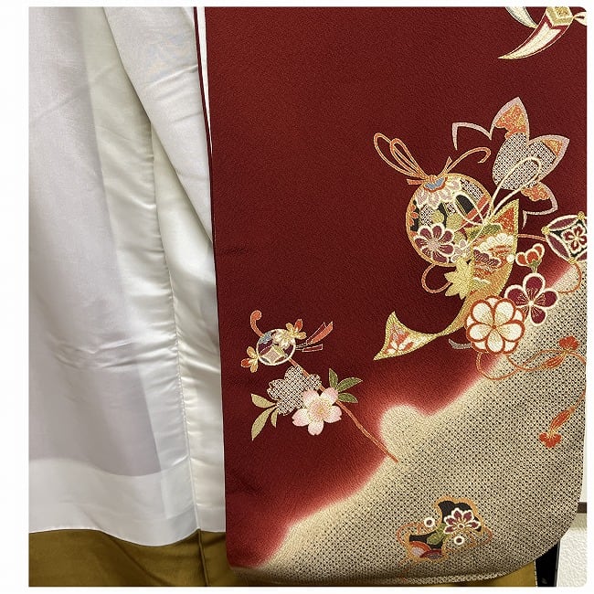 ☆ 美品 振袖 襦袢 半衿 3点セット やまと謹製 赤☆ 3333 | 縁側 ☆ 美品 振袖 襦袢 半衿 3点セット やまと謹製 赤☆ 3333 | 縁側