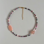 ［ ヘマトイドクォーツ ］クレイビーズネックレス［GKN053］