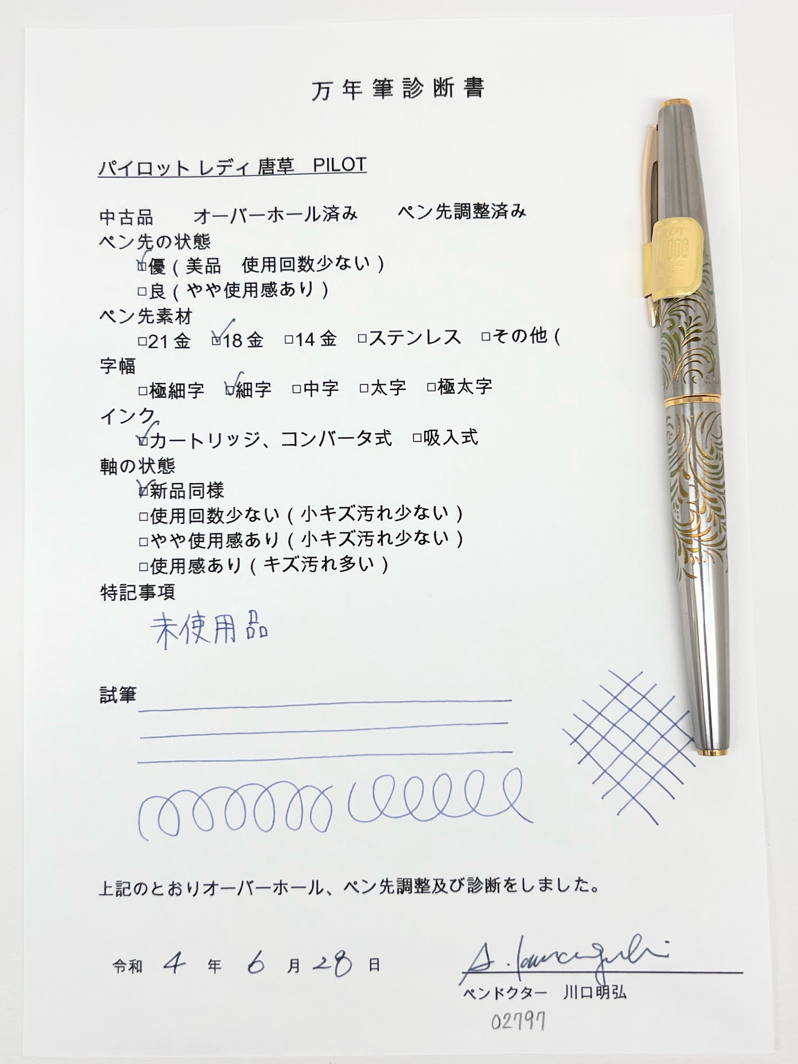 70s パイロット レディ 唐草模様 グリーンカバー PILOT （細字