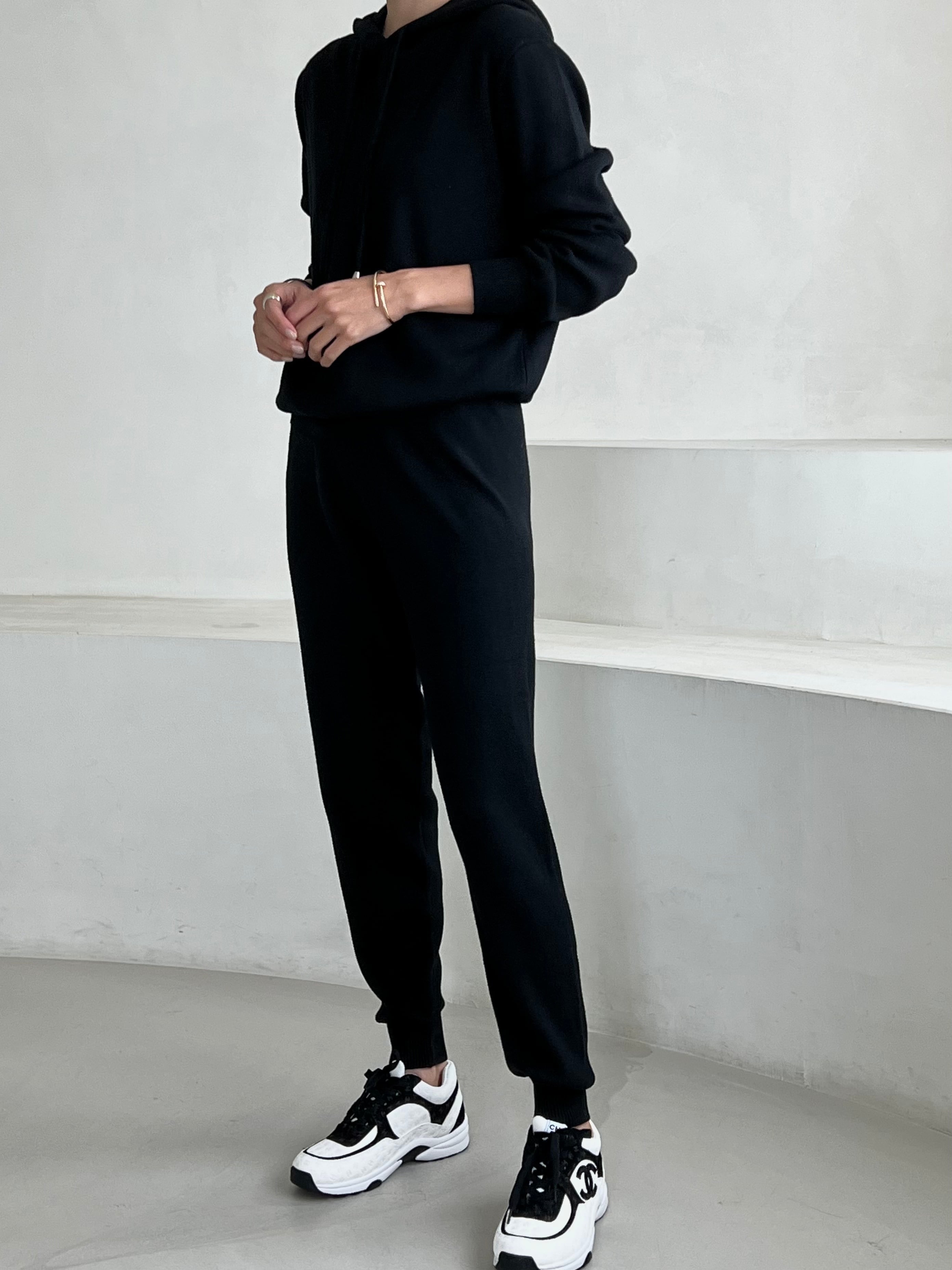 即納＊Knit hoodie set-up（black / gray) | cerva golf&lifestyle