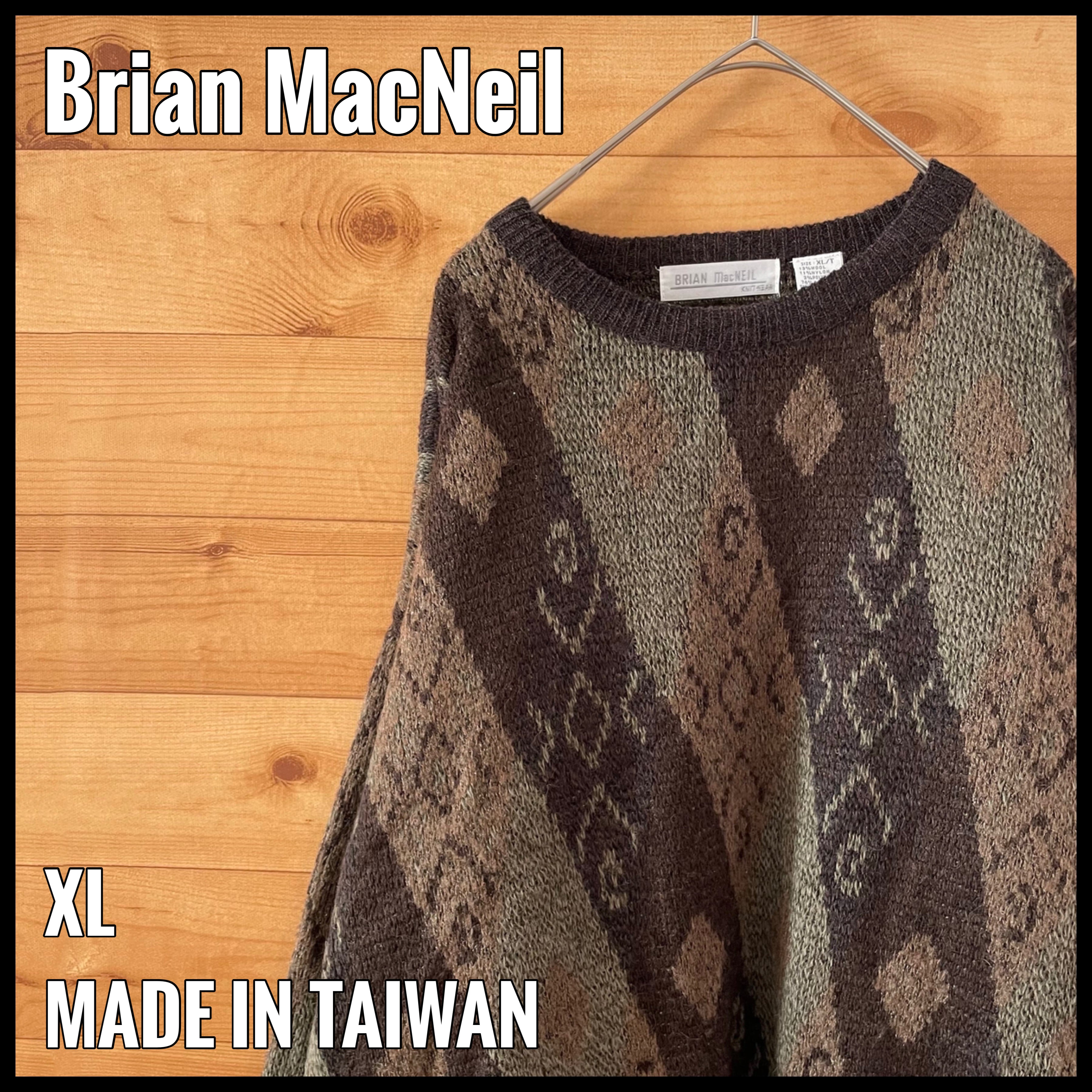 BRIAN MACNEIL】台湾製 デザインニット 柄ニット セーター 柄物 総柄
