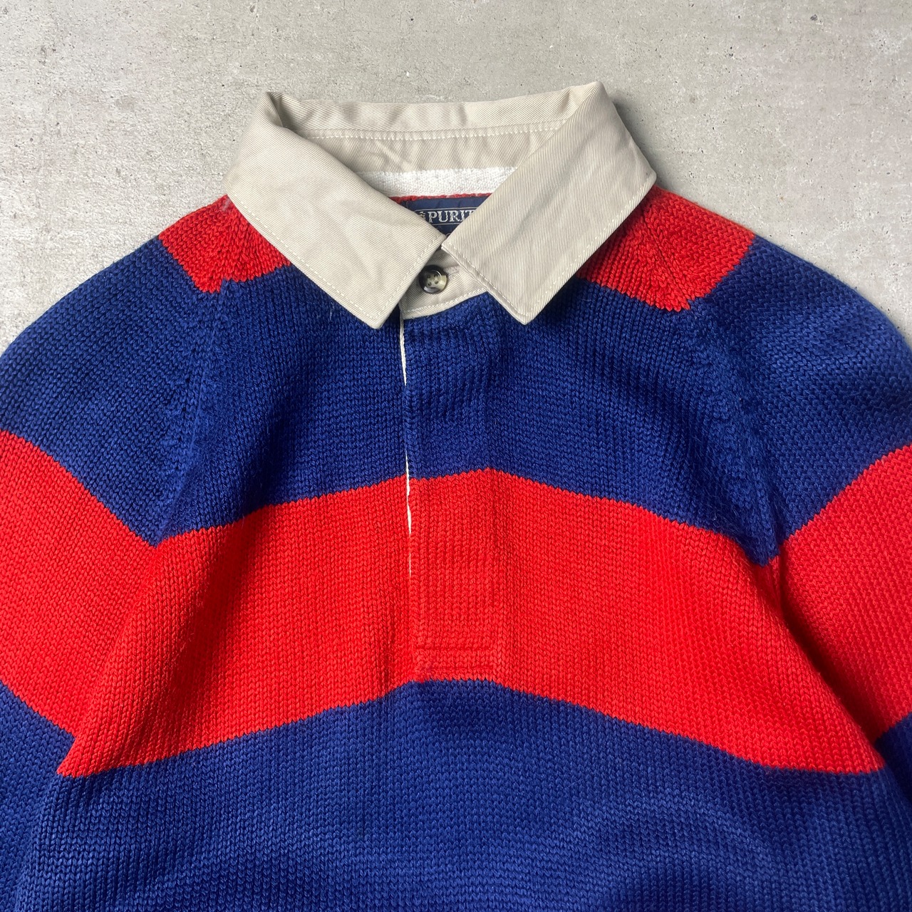 80年代 PURITAN MOORINGS アクリルニット ポロシャツ ボーダー柄 