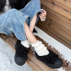 French retro round toe platform fur shoes(SN175)