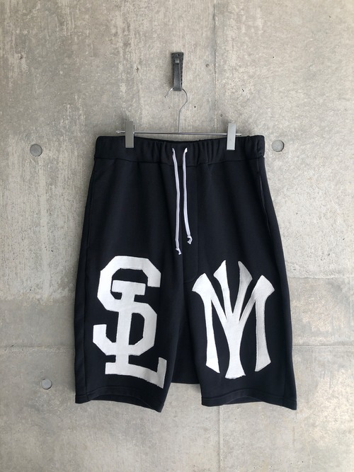 emblem patchwork sarouel sweat pants（bk）