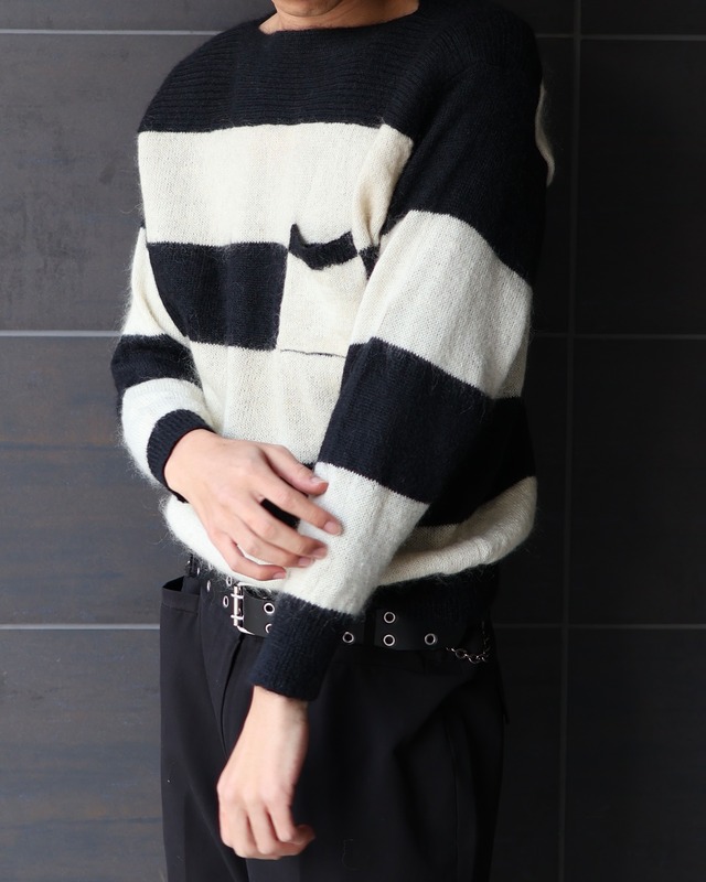 Boat neck striped knit