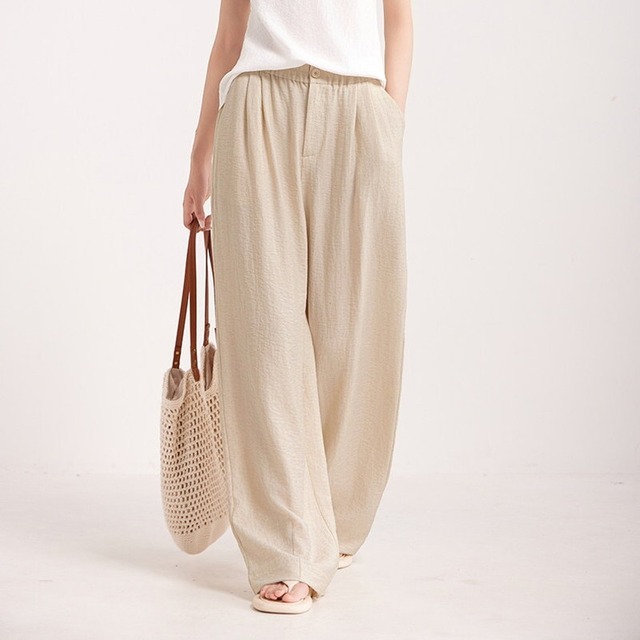 linen blend relaxed pants　10929