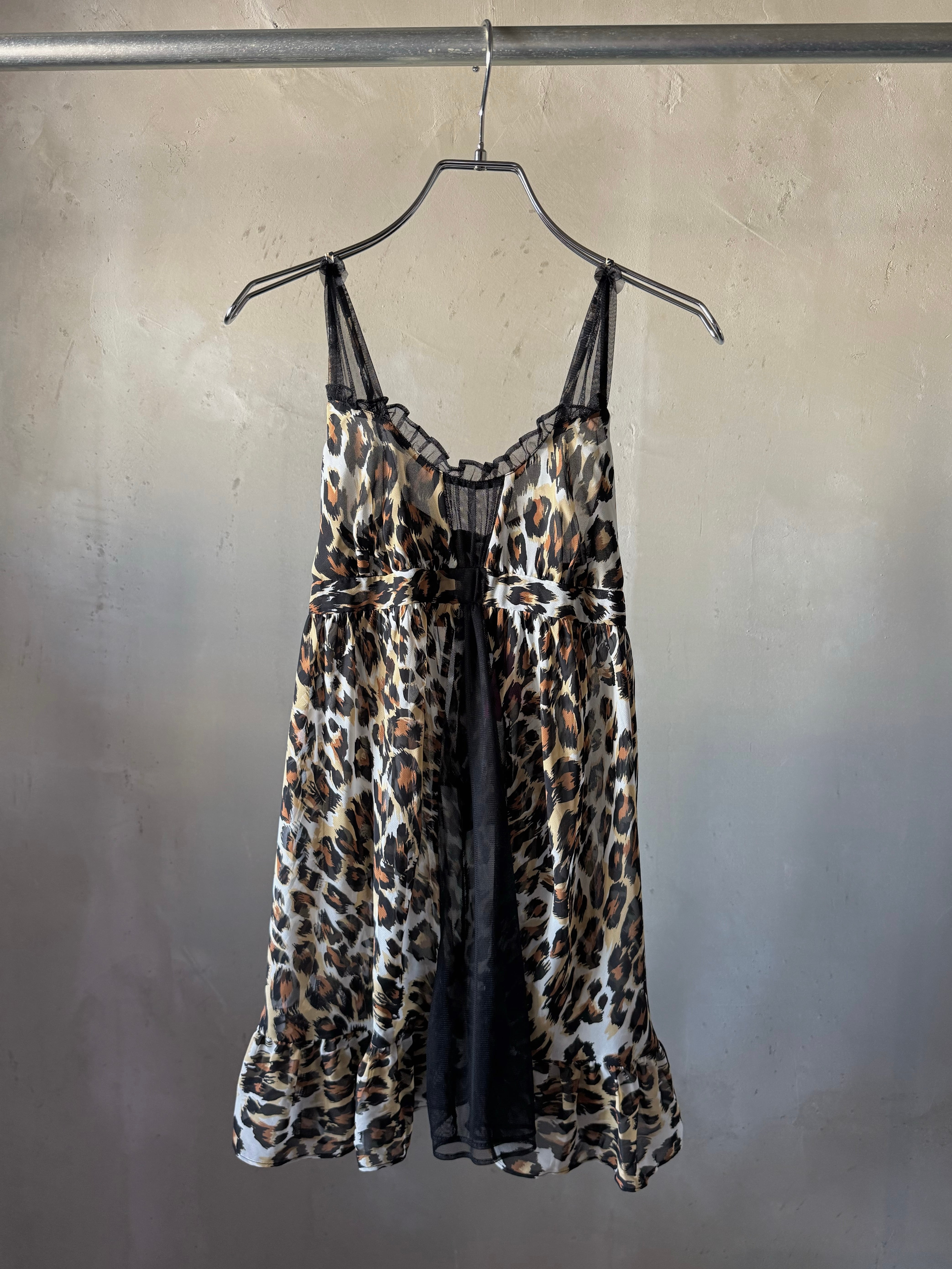 BETSEY JOHNSON back ribbon leopard babydoll