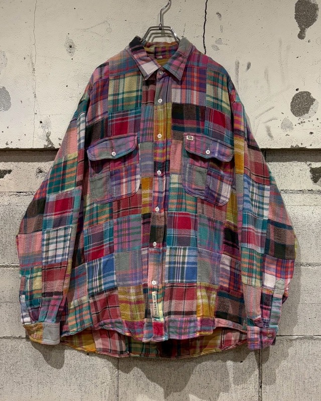 【Caka otto】Multi Check Patchwork Design Vintage L/S Flannel Shirt