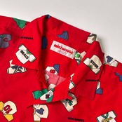 80s 90s MIKI HOUSE MENS シャツデザイン ミキハウス 開襟 半袖シャツ L/レッド メンズ ビンテージ