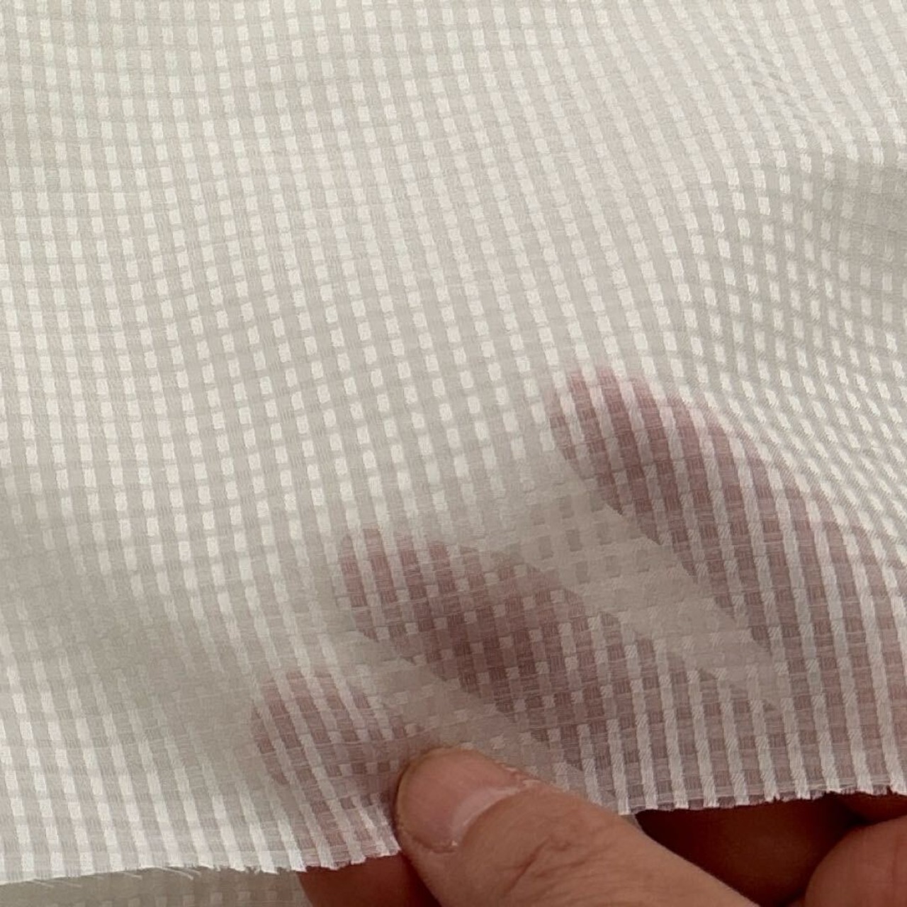 TC019◆2m◆SM◆綿ポリエステル混シースルー生地◆小チェック◆ホワイト