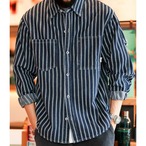 Striped Button-Down Long Sleeve Shirt ◇H0380