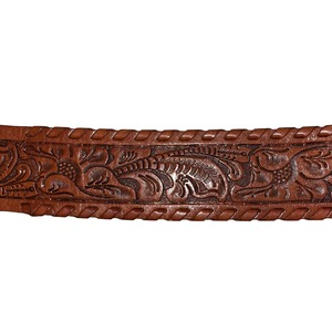 LAUREN RALPH LAUREN brown color embossing wide leather belt