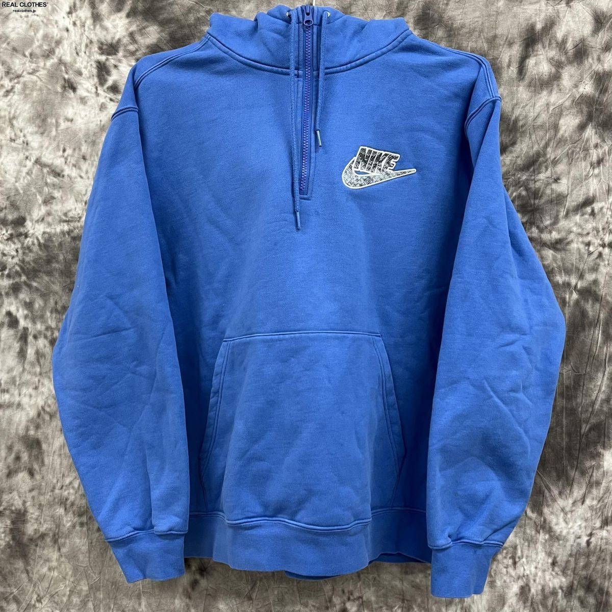 Supreme シュプリーム パーカー NIKE ナイキ スネークロゴ ハーフジップ スウェットパーカー Half Zip Hooded Sweatshirt 21SS ブルー L トップス 長袖 コラボ【メンズ】