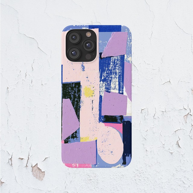 受注生産 iPhoneケース ラベンダー色の紙片コラージュ｜ZINE風 ZINE051A
