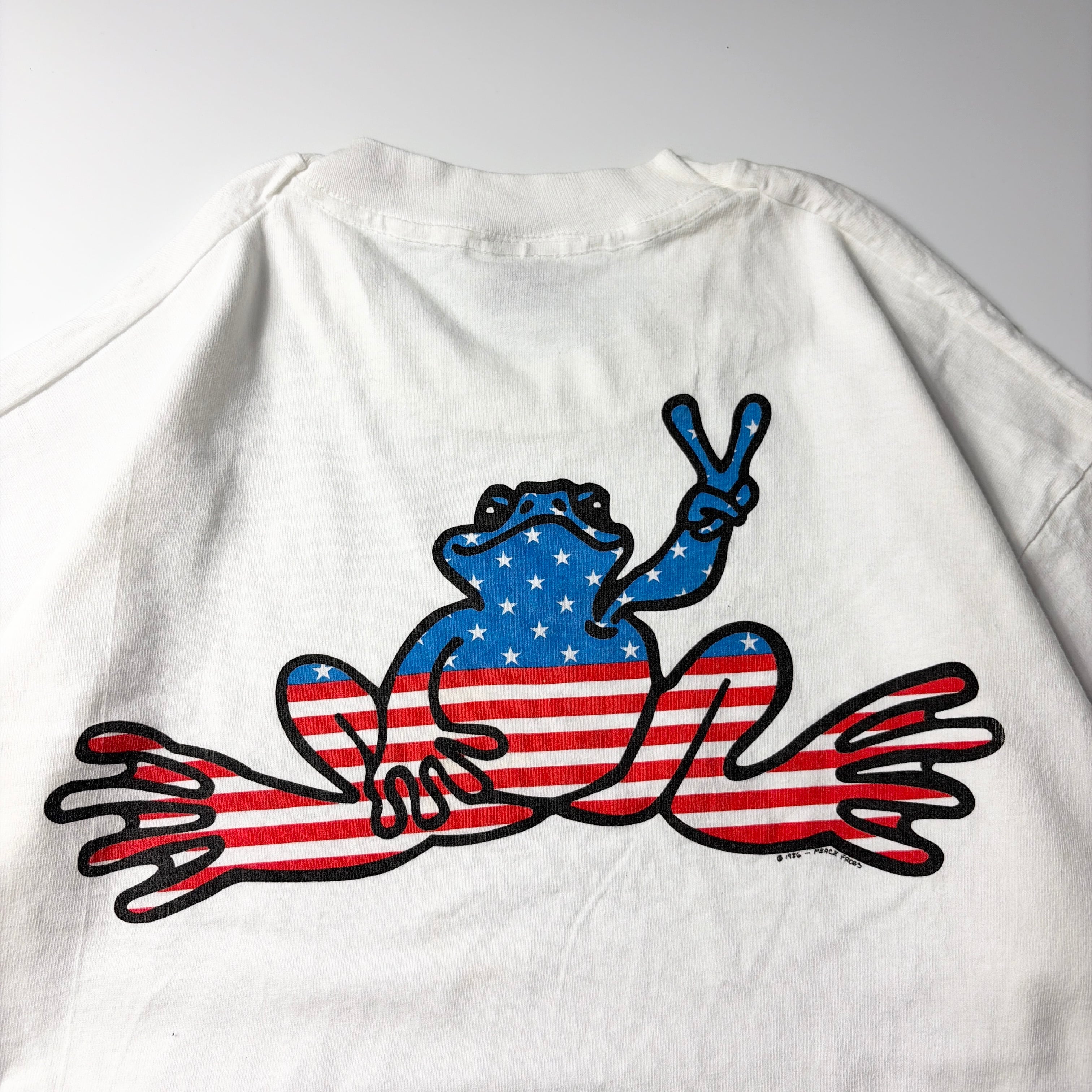90s Peace Frogs USA Flag Vintage Tee