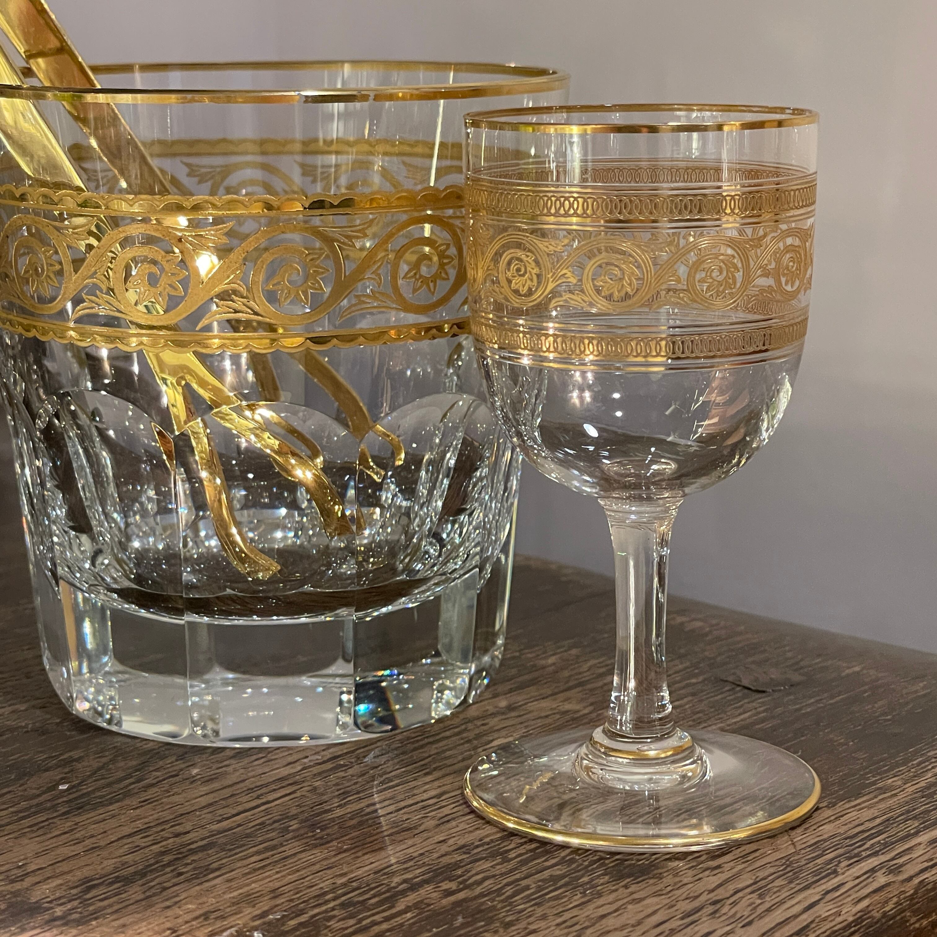 極稀少オールドBaccarat アテニエンヌ 金彩 クリスタルワイングラス