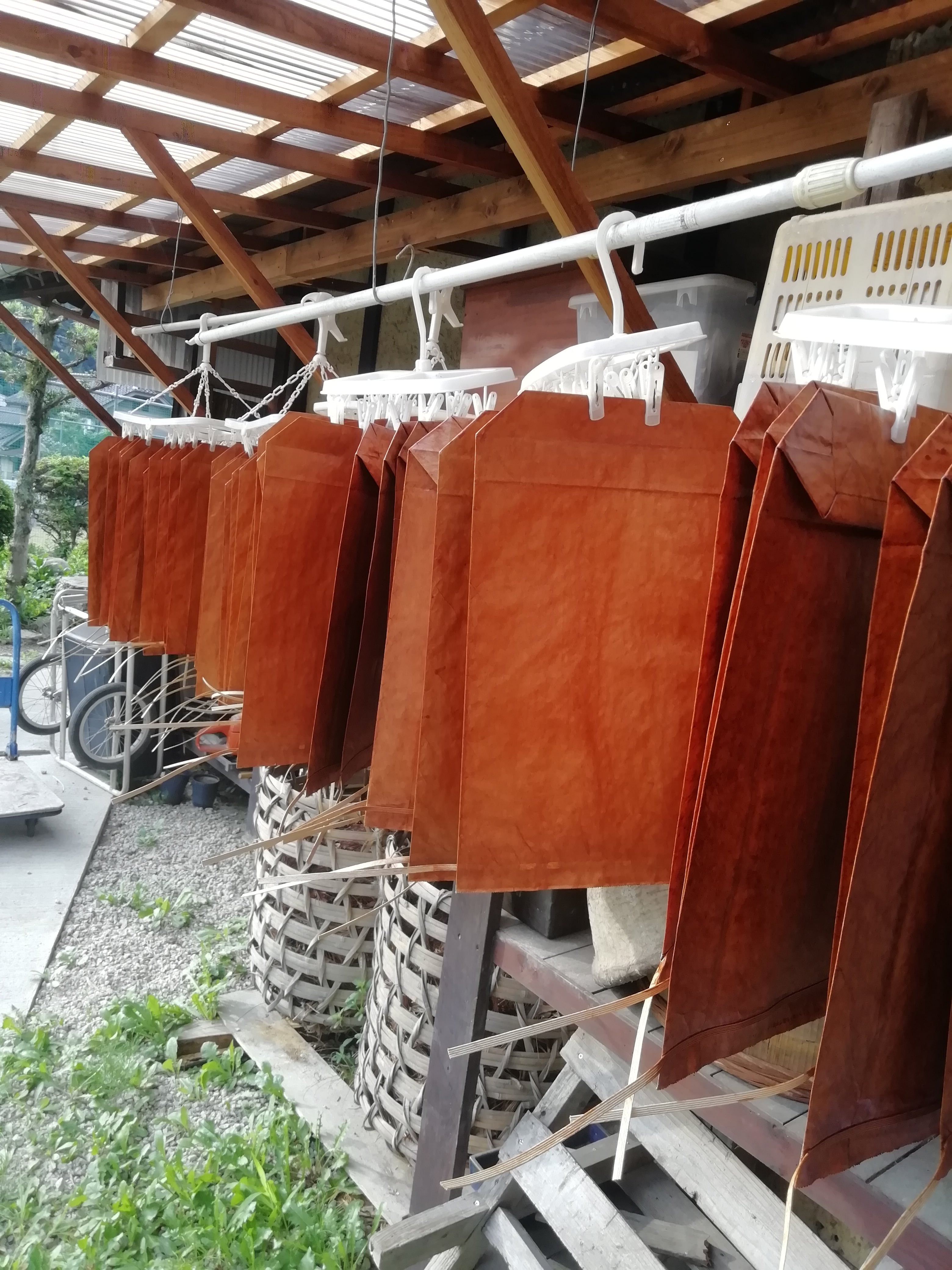 も【特注品】スリムスライドタイプ 5キロ用柿渋塗り 柿渋塗り米袋5キロ 無地 3回塗り | 備後尾道柿渋商店（びんごおのみち