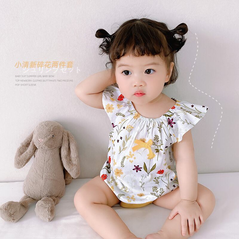 サマーリボンブラウス パンツ ショート 半袖 ハーフスリーブ 夏物 超面白いベビーショップ95156751938