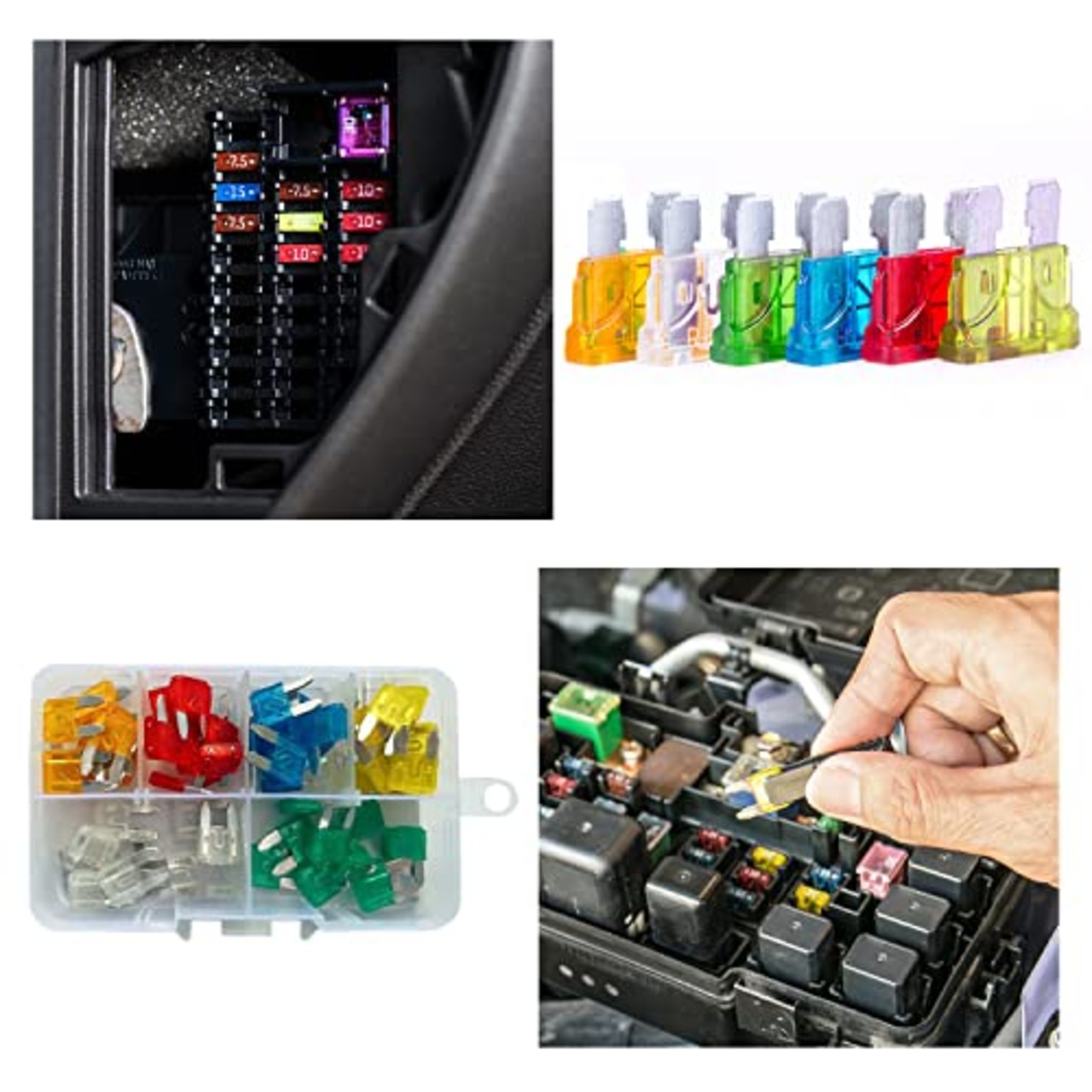 車用ヒューズ 【60個セット】ブレードヒューズ 小型ヒューズ 車用ヒューズセット取り付けが簡単 車/トラック/オートバイ用電装必需品（5A/10A/15A/20A/25A/30A）透明収納ケース付き