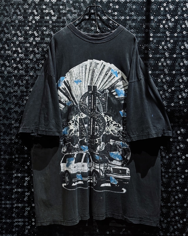 【ÆIEM】“Money, Diamonds & Escalade” rhinestone layered oversized T-shirt