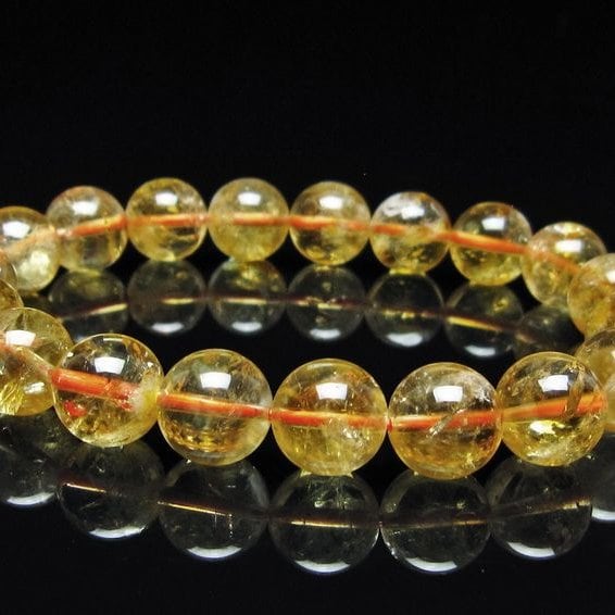 シトリン ブレスレット 虹入り 11mm シトリンクォーツ ブレス メール便可 一点物 111-50421