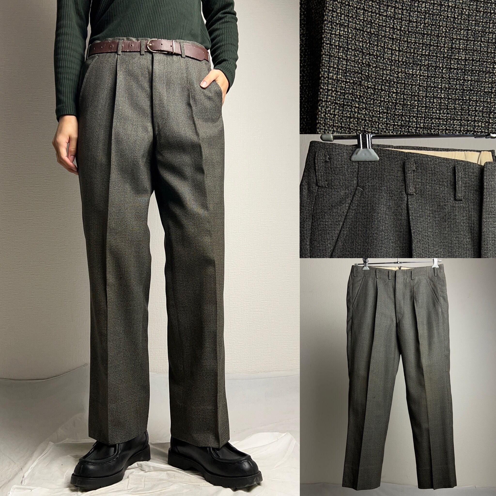 1960~Vintage 1tuck Slacks W33.5 60年代 1タック ウールスラックス 