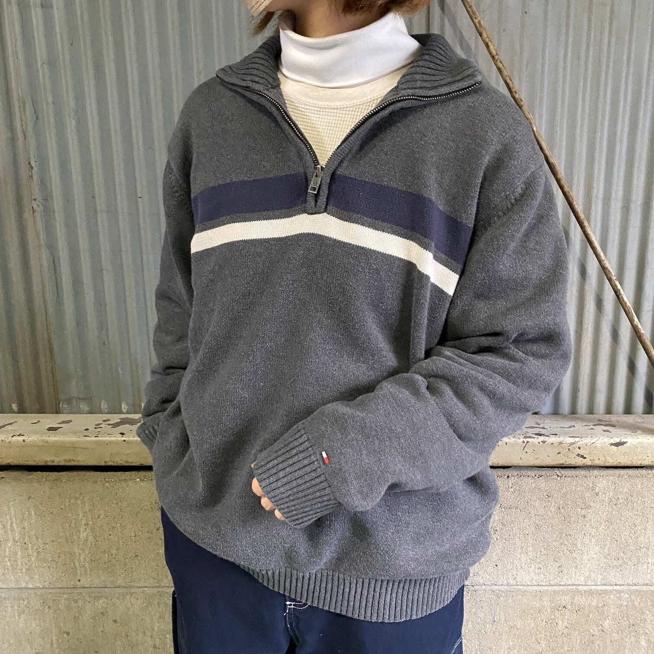 TOMMY HILFIGER トミーヒルフィガー ハーフジップ コットンニット 
