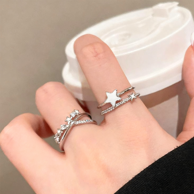 ZJきらめく星の連なりリング 2点セット