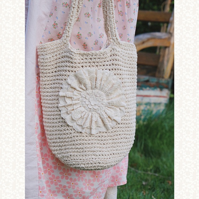 レースフラワーソフトハンド&ショルダーバッグ W0345